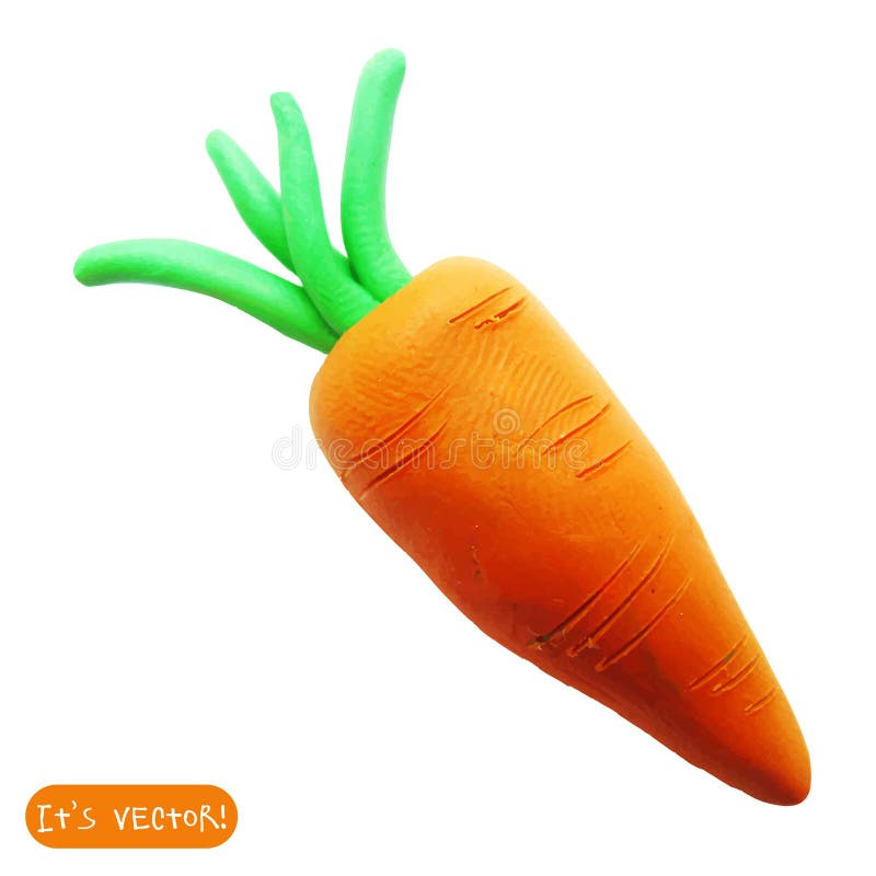 Icon of plasticine carrot. Vector illustration. Icon of plasticine carrot on white background. Design for your website stock illustration