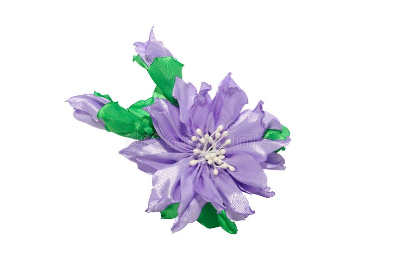 Kanzashi. Purple artificial flower isolated on white background. Kanzashi. Purple artificial flower isolated on white royalty free stock photography