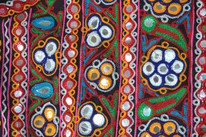 Kutchi Embroidery work. The best known of the Kutch embroidery techniques is Aribharat, named after the hooked needle which forms the chain stitch. It is also stock images