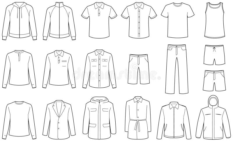 Men’s clothes vector illustrations royalty free illustration