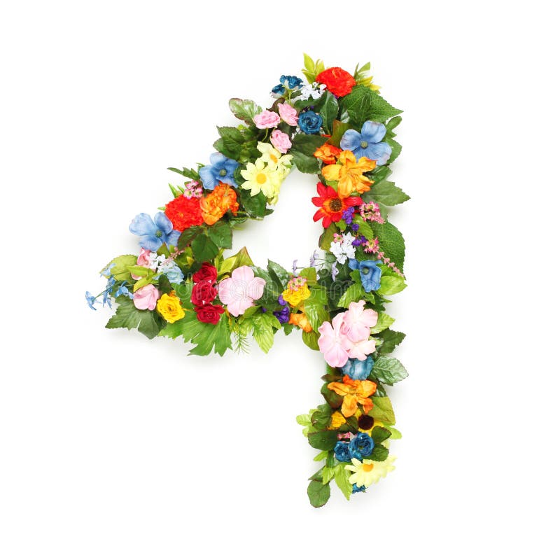 Numbers made of leaves & flowers stock image
