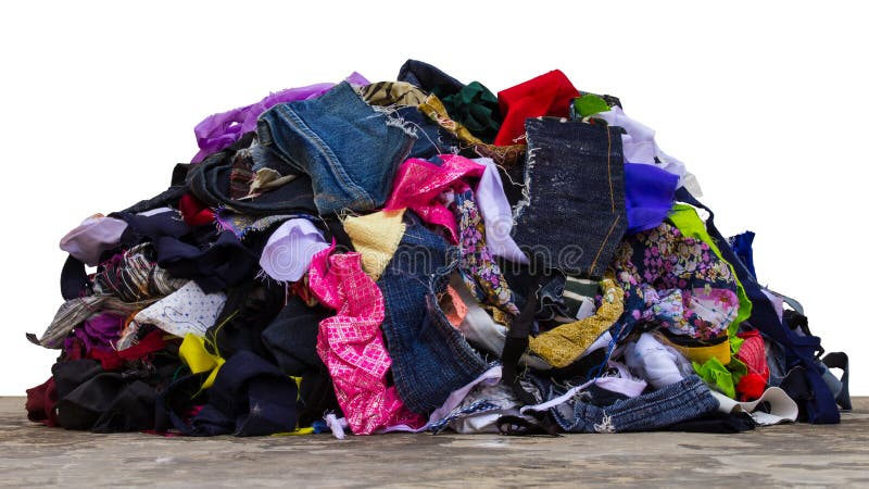 Pile of fabric pieces stock photo