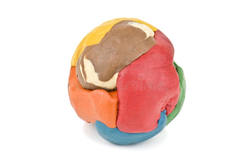 Plasticine ball. Colorful plasticine ball on white background stock image