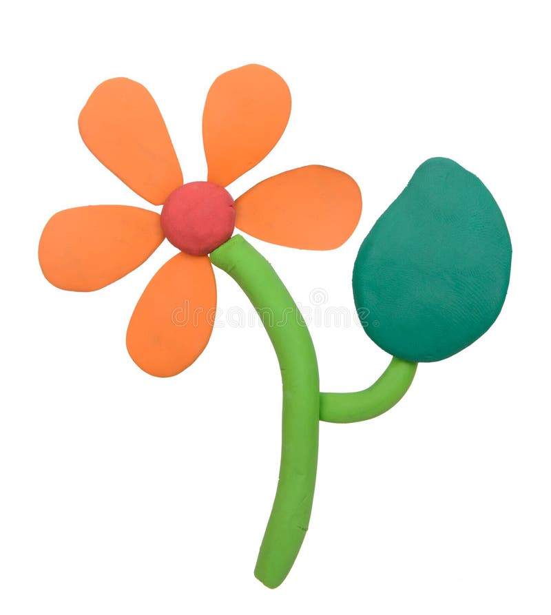Plasticine clay flower. On white background stock photography