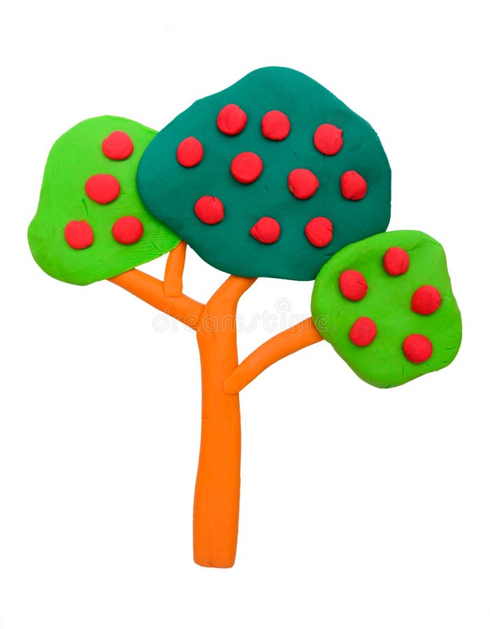 Plasticine clay tree. On white background stock images