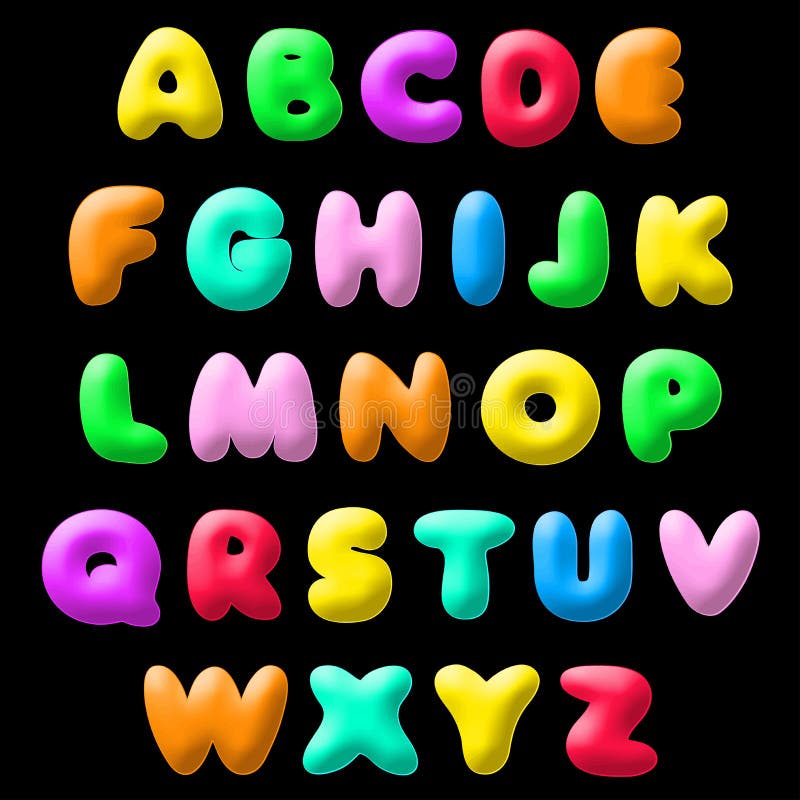 Plasticine font. Vector illustration of cartoon plasticine alphabet for design royalty free illustration