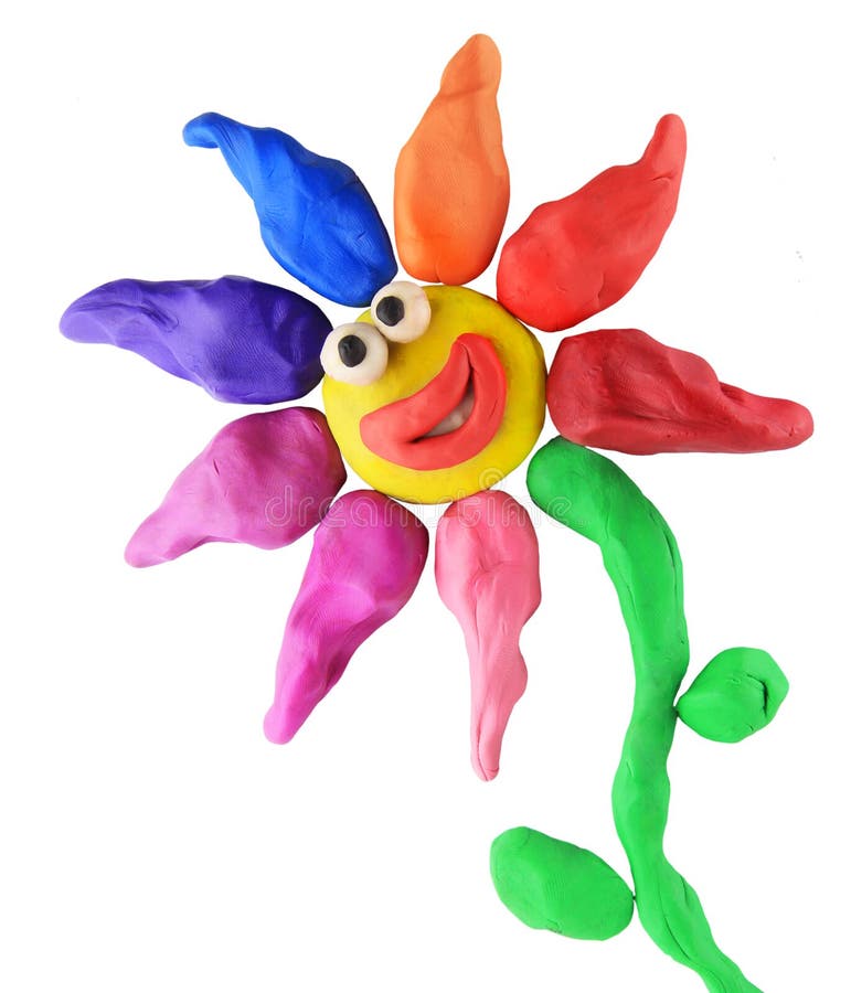 Plasticine smiling flower. On the white background vector illustration