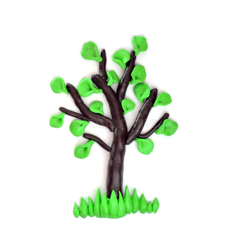 Plasticine tree. Which is represented on a white background stock photo
