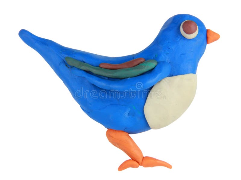 Plasticine twitter bird. On a white background stock photography