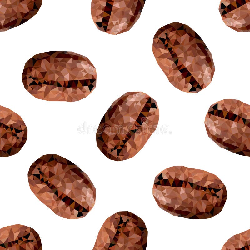 Polygonal coffee bean seamless pattern. Vector illustration vector illustration