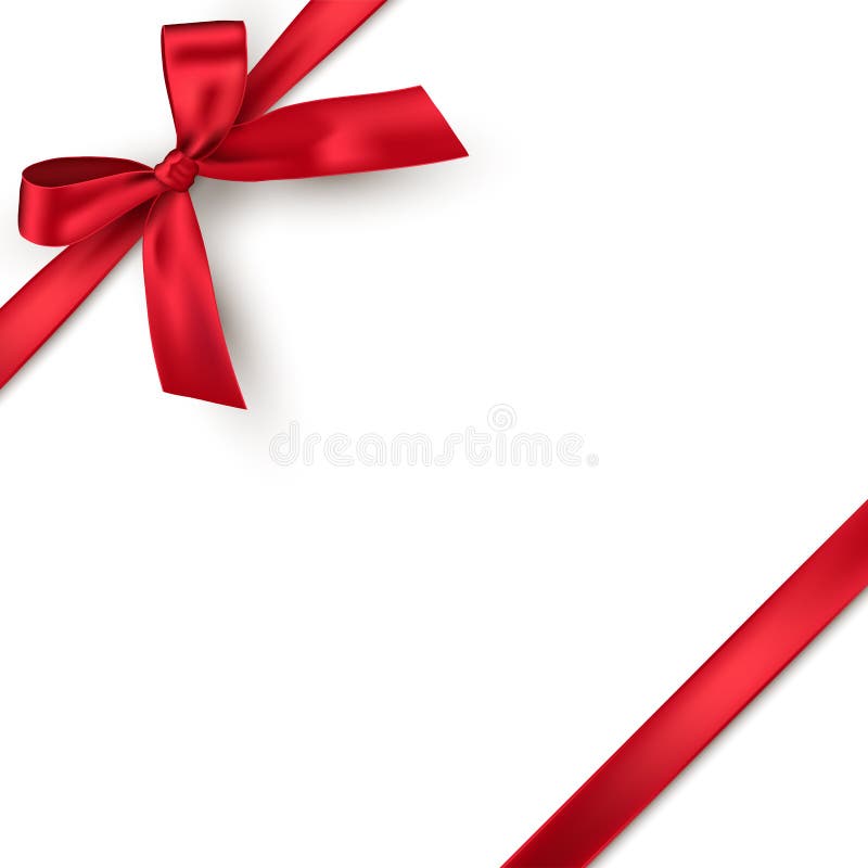 Red realistic gift bow with ribbon isolated on white background. Vector holiday design element for banner, greeting card royalty free illustration