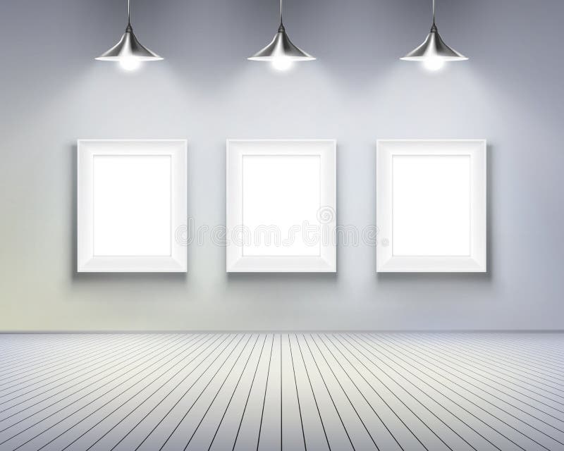 Room with pictures. Vector illustration. stock illustration