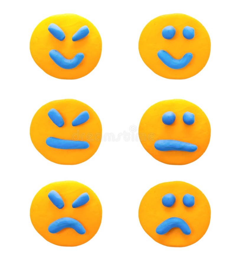 Set of emotions with plasticine clay. Set of emotions with a plasticine clay royalty free stock image
