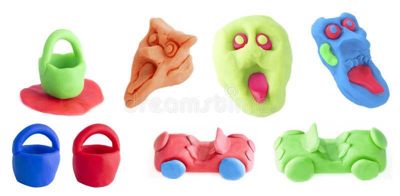 Set of plasticine figures. Isolated royalty free stock photography