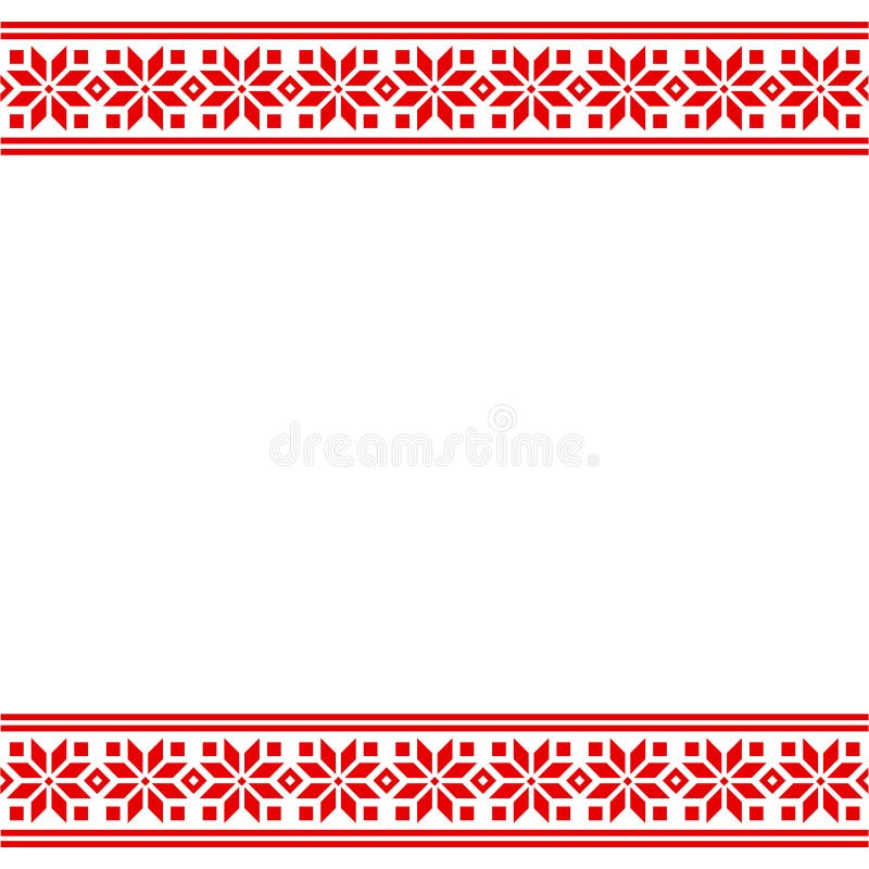 Slavic embroidery pattern. Ethnic Slavic embroidery pattern border. Traditional geometric ornament template, red and white vector design vector illustration