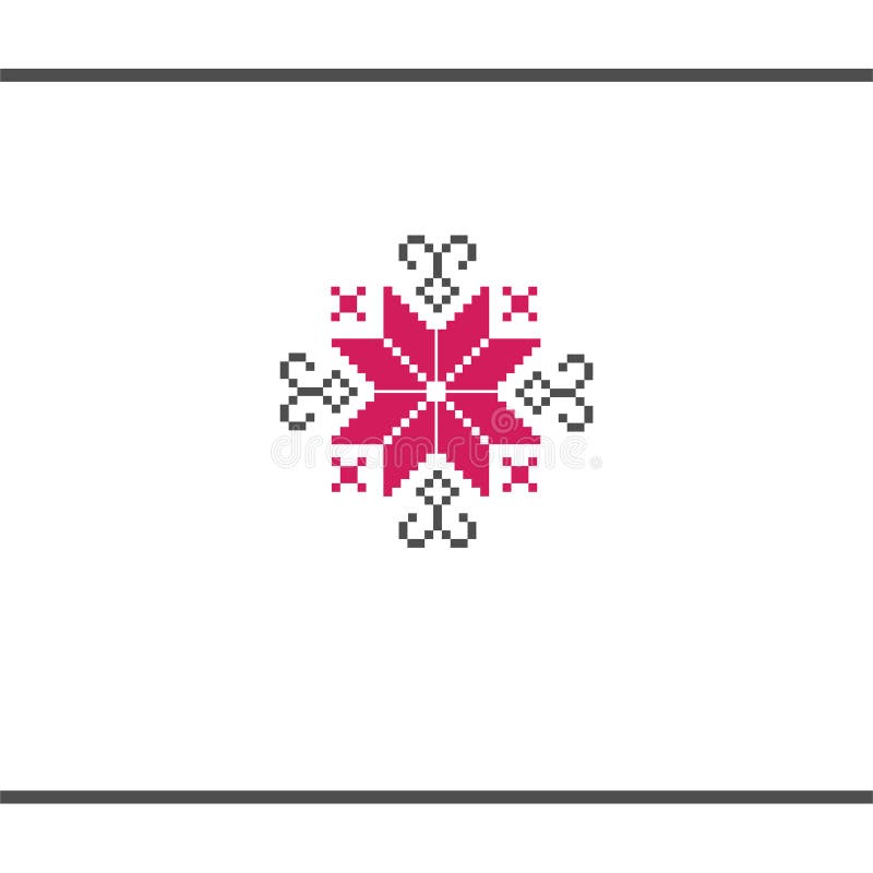 Slavic national pattern. Textile embroidery. Pixel art. Logo design template.  stock illustration