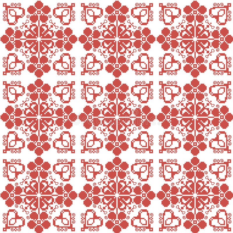 Traditional Slavic ornament for embroidery. In red vector illustration