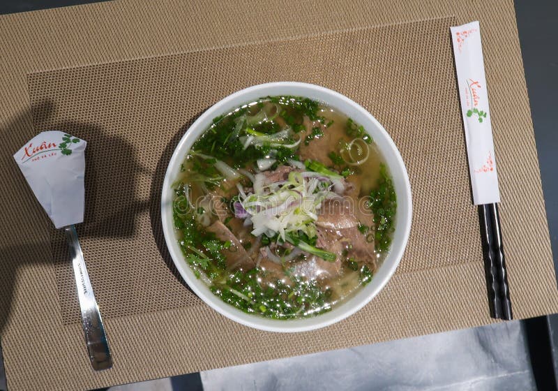 Traditional Vietnamese noodle soups Pho Bo stock photo