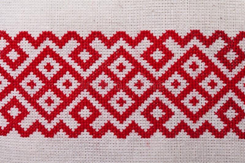 Ukrainian embroidery ornament red white. A Ukrainian embroidery ornament red white stock image