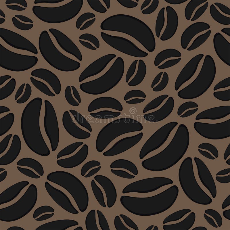 Vector abstract background with seamless coffee bean pattern. Roasted coffee beans drawing illustration royalty free illustration