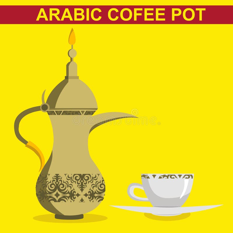 Vector - rabic Coffee Pot and cup in simple flat iconic style with patterns. Eps 10 vector illustration