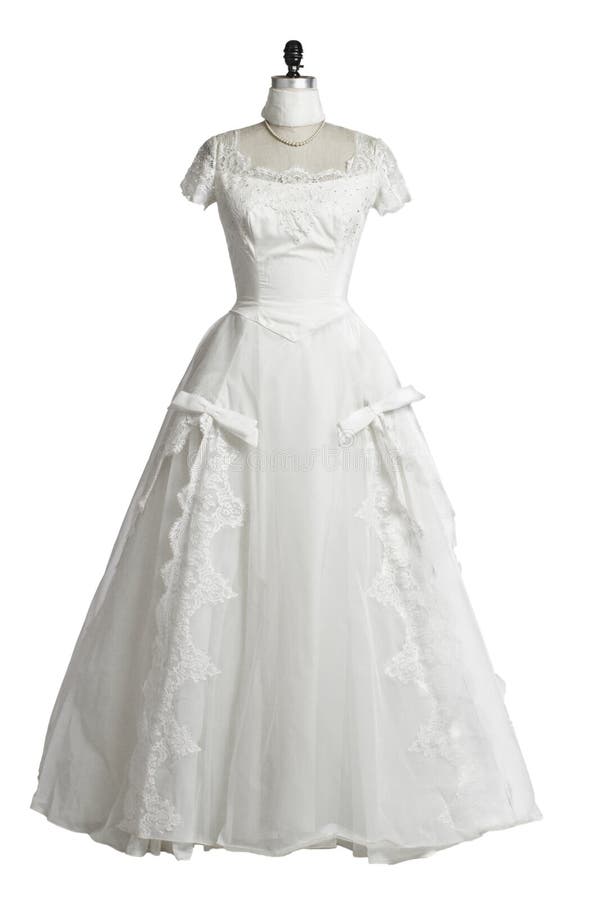 Vintage wedding dress 1950s princess style stock photos