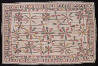 Coverlet, embroidered and quilted cotton, makers unknown, early 20th century, Bengal. Museum no. IS.62-1981. © Victoria and Albert Museum, London 
