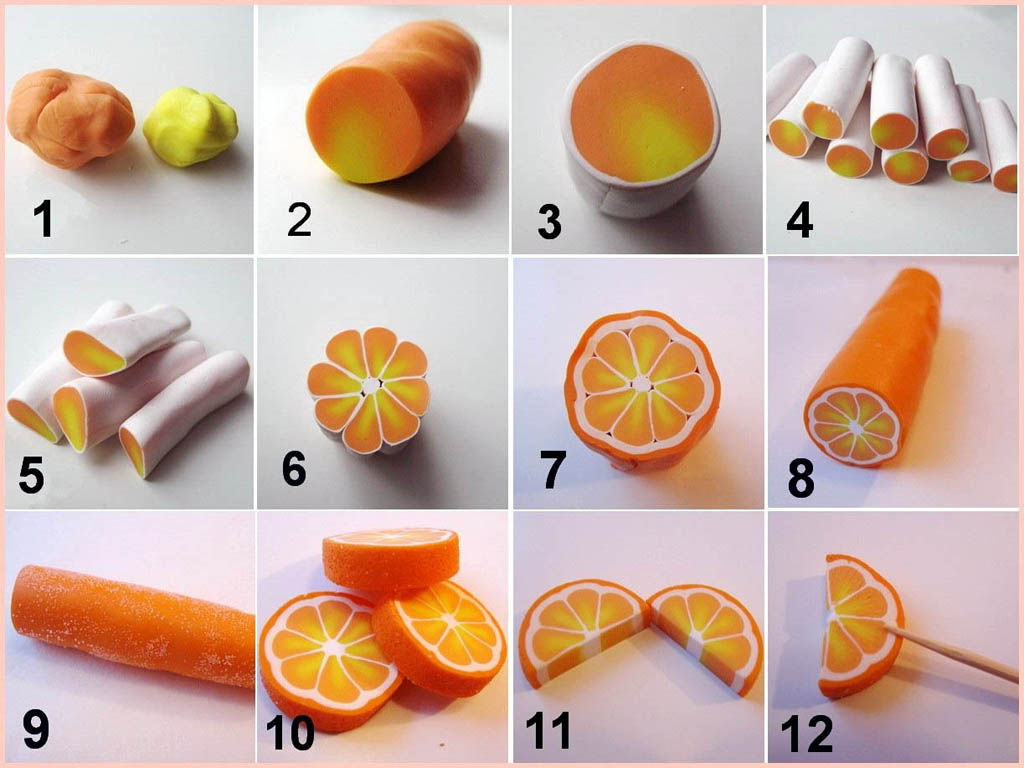 Изготовление имитации ломтиков апельсина из полимерной глины