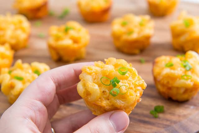 Mac n Cheese Bites - Garnished with Scallions On Top