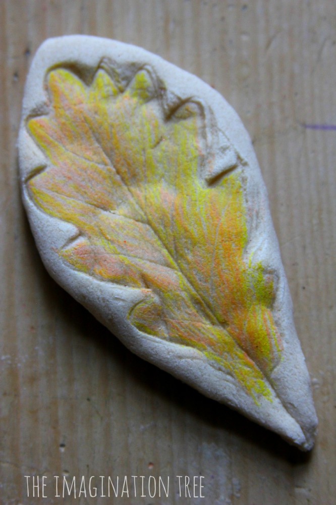 using salt dough for leaf imprints
