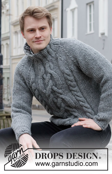 Free Knitting Pattern for a Cable Raglan Sweater for Men