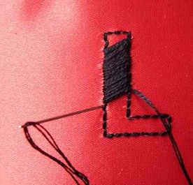 Split stitch used for embroidery a letter