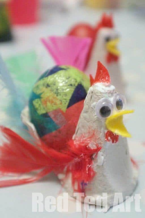 Egg Carton Hens for Easter