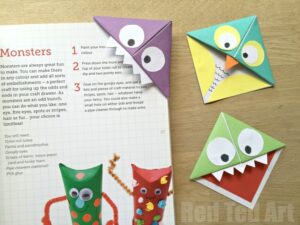 Easy Origami Corner Bookmark How To - turn them into Monsters, Owls and wherever your imagination takes you. A great little gift for book lovers on Father