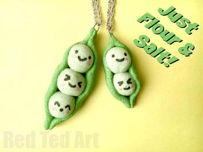 Peas in a Pod Pendants made from this easy salt dough recipe - a great Summer Camp friendship craft.